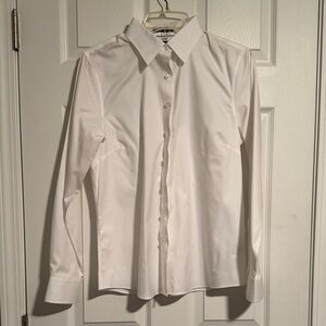 Land’s End No Iron Pinpoint Oxford Classic White Button-Up Shirt—NEW